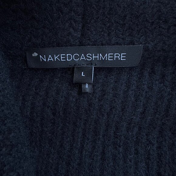 NAKED CASHMERE Samuel Ribbed Shawl Collar Cardigan Mens Large L Black Sweater - Picture 10 of 11